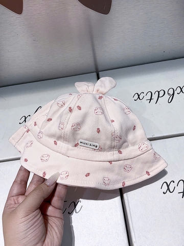 KB - Mũ vành hồng in thỏ tai thỏ (6M-2Y)