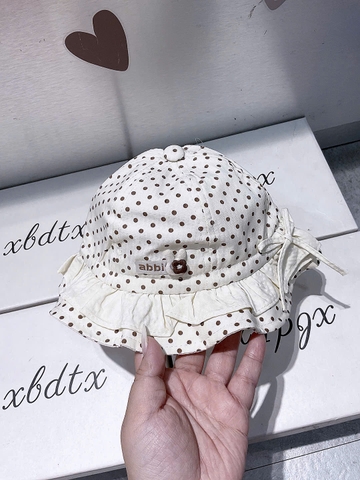 KB - Mũ vành be chấm bi nâu(8M-3Y)