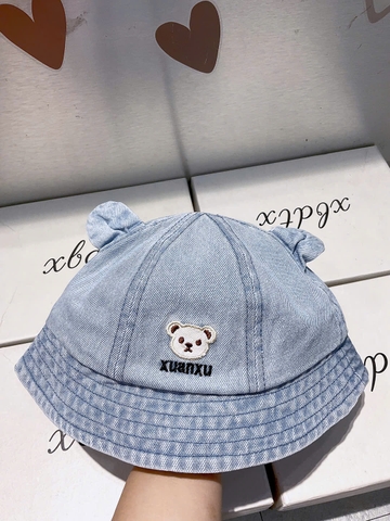 KB - Mũ Bucket Jean thêu gấu tai gấu(1-3Y
