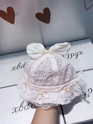 KB - Mũ vành hồng nơ ren(6M-2Y)