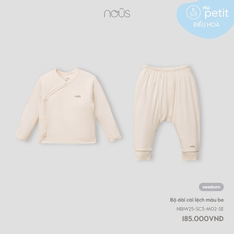 NOUS - Bộ dài cài lệch màu be NB