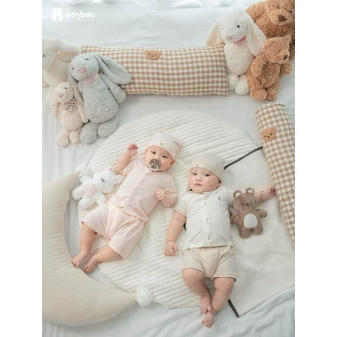 EMBES - Bộ cộc tay cài giữa phối viền(0-6M)