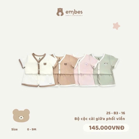 EMBES - Bộ cộc cài giữa phối viền (0-9M)