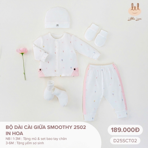 LITTLE LOVE -  Bộ dài cài giữa Smoothy 2502 in hình(NB-6M)