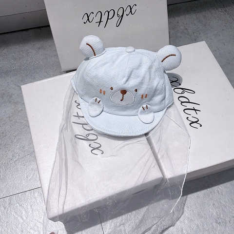 KB - Mũ lưỡi trai voan tai gấu xanh (3-8M)