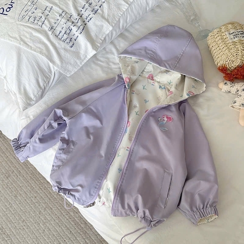 BK - Áo khoác gió 2 mặt in hình tiên cá (90-150)