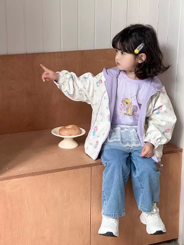 BK - Áo khoác gió 2 mặt in hình tiên cá (90-150)