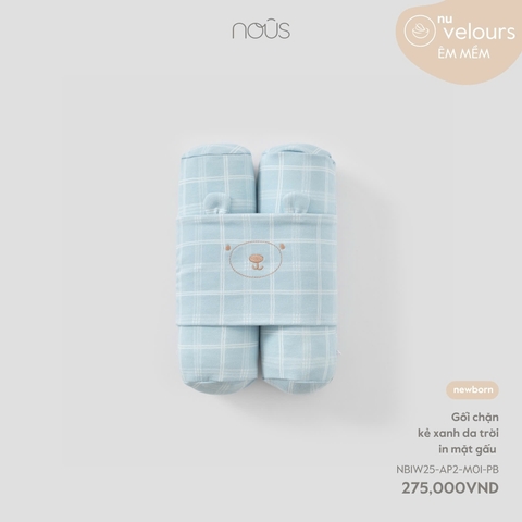 NOUS - Gối chặn kẻ xanh da trời in mặt gấu NB