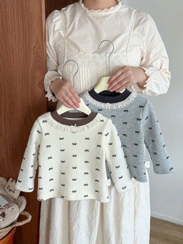 BK - Áo giữ nhiệt lót nỉ cổ bèo nơ(73-110)