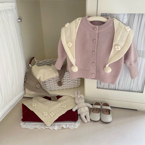 BK - Cardigan len kèm khăn(90-130)