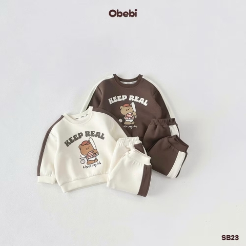 OBEBI - Set bộ nỉ thể thao phối màu (73-120)