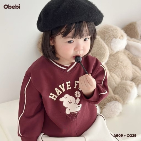 OBEBI - Áo nỉ cổ tim in hình (73-120)