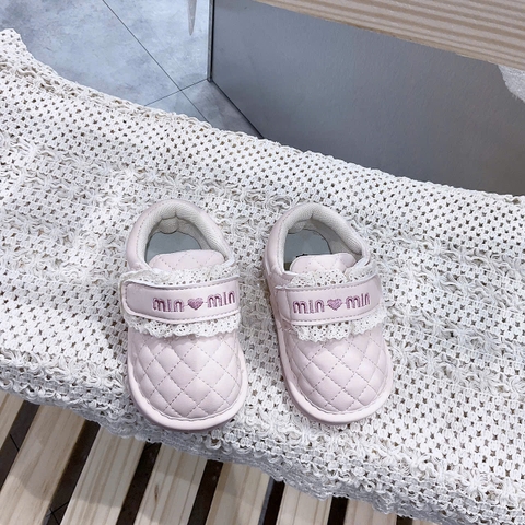 KB - Giày tập đi quai dán ren MIN hồng(16-20)