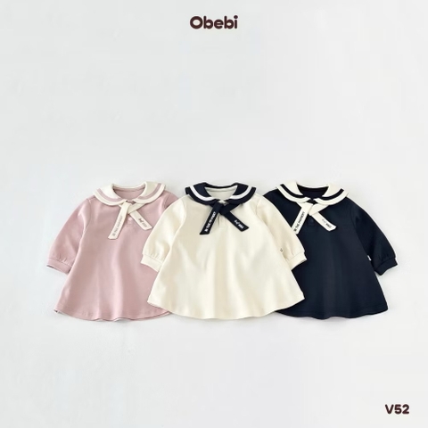 OBEBI - Váy cổ thuỷ thủ buộc nơ(73-110)