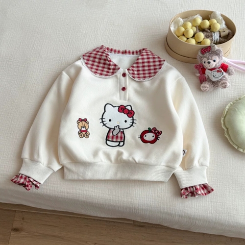 TL - Áo nỉ cổ caro đỏ Kitty (90-140)