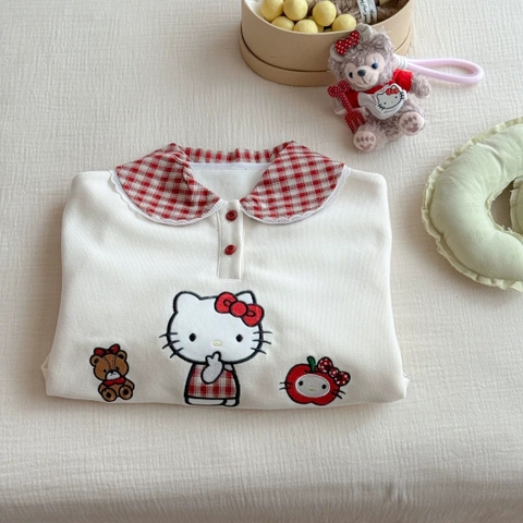 TL - Áo nỉ cổ caro đỏ Kitty (90-140)