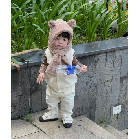 OBEBI - Mũ lông có tai kèm khăn quàng(S,M)