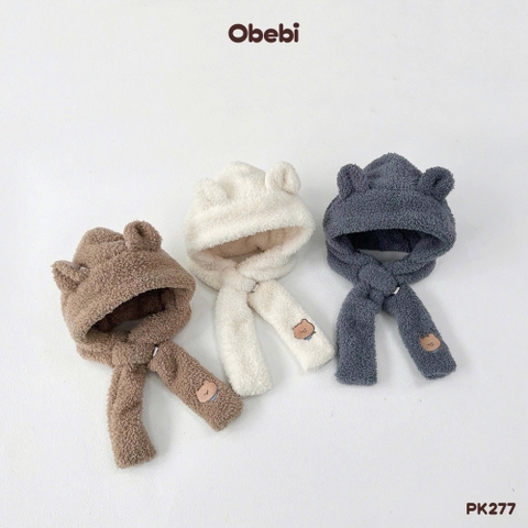 OBEBI - Mũ lông có tai kèm khăn quàng(S,M)