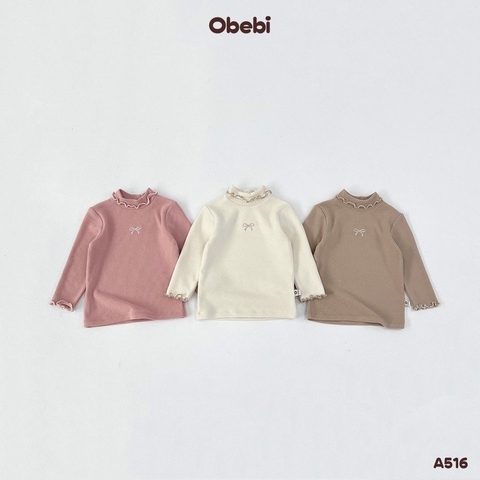 OBEBI - Áo giữ nhiệt cổ 3 phân thêu nơ(73-120)