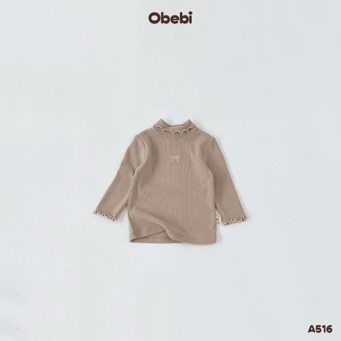 OBEBI - Áo giữ nhiệt cổ 3 phân thêu nơ(73-120)