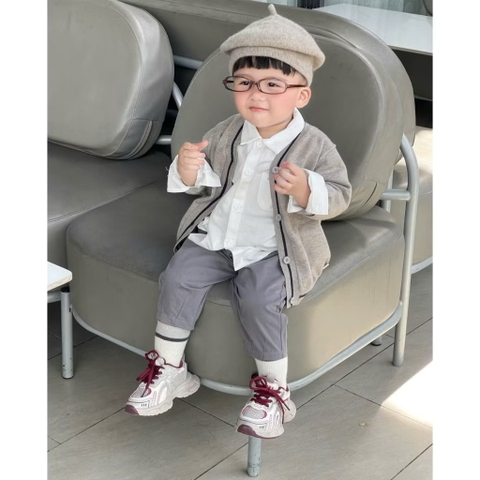 OBEBI - Áo khoác dệt len phối kẻ(73-120)