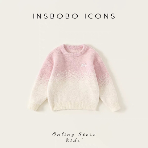 TL - Áo len lông phối màu Ombre trắng hồng (110-150)