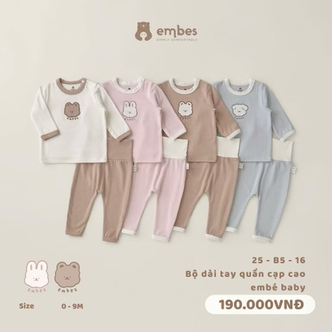 EMBES - Bộ dài tay quần cạp cao embé baby(0-9M)