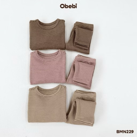 OBEBI - Bộ mặc nhà hoạ tiết kẻ(66-120)