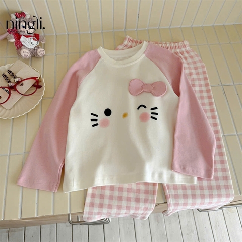 BK - Bộ cotton Kitty hồng(90-140)