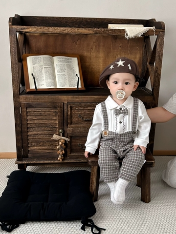 JS - Body nỉ giải yếm caro nâu + nơ(66-80)