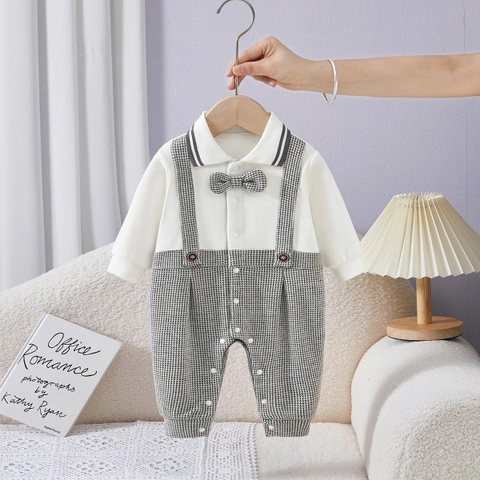 JS - Body công tử giả yếm kẻ caro xám+nơ(66-80)