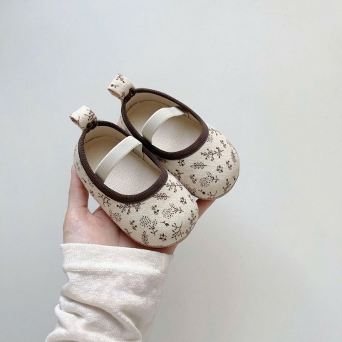 JS - Giày vải cào bông hoa nhí nâu(S-L)