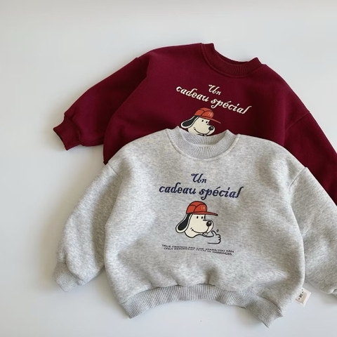 TL - Áo nỉ lót lông in cún(90-140)