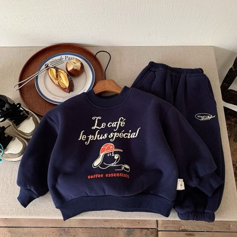 TL - Bộ nỉ LEE CAFE xanh than lót lông(90-140)