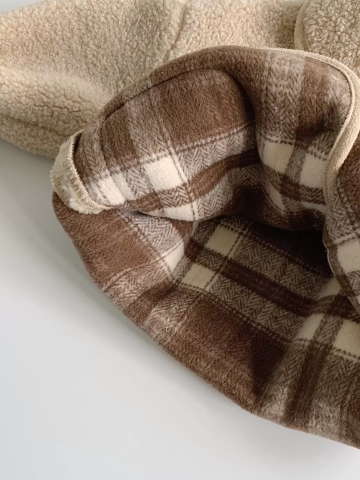 TL - Áo khoác dạ nâu lót lông(90-140)