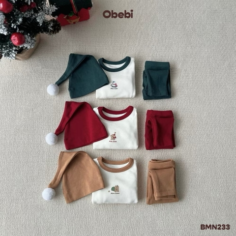 OBEBI - Bộ mặc nhà Noel kèm mũ(66-110)