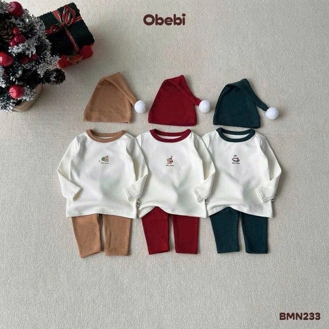 OBEBI - Bộ mặc nhà Noel kèm mũ(66-110)