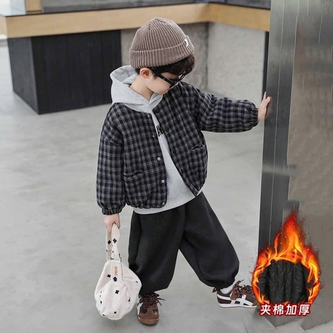 KB - Set nỉ 3 chi tiết áo kẻ caro(90-150)