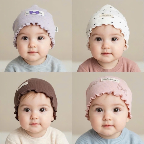 BK - Mũ cotton tăm viền bèo(M,L)