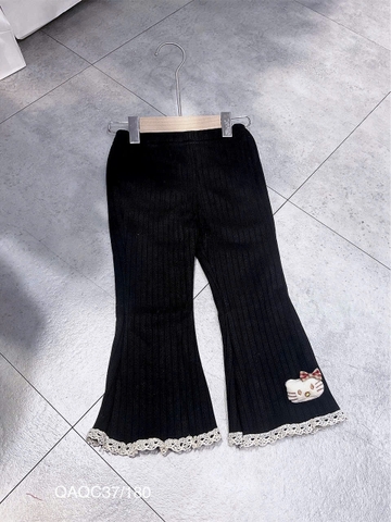 KB - Quần nhung loe lót nỉ gấu ren Mèo nơ(90-130)