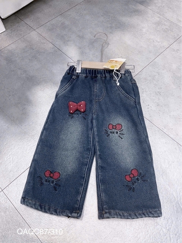 KB - Quần Jean xuông mèo nơ lót nỉ(90-130)