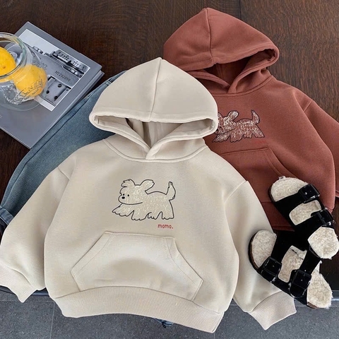 TL - Áo hoodie nỉ lót nỉ in cún(80-130)