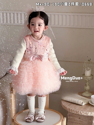 LB - Set váy công chúa hồng nơ(90-130)