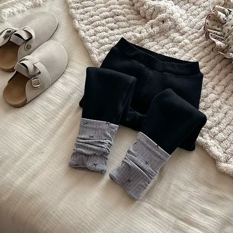 LB - Quần legging lót nỉ gấu phối len(90-160)