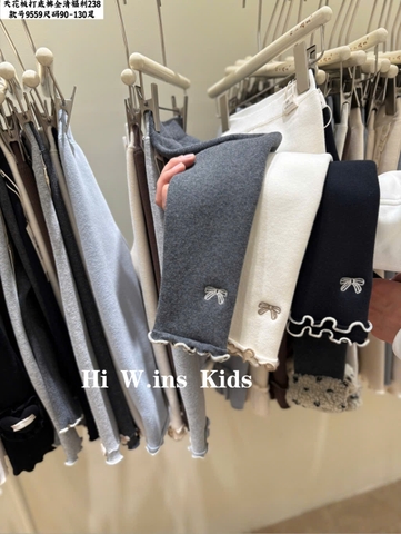 LB - Quần legging lót nỉ đính nơ đen(90-130)