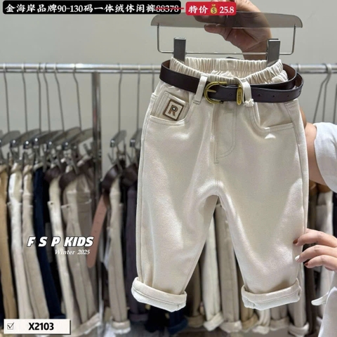 LB - Quần Kaki trắng lót nỉ chữ R(90-130)