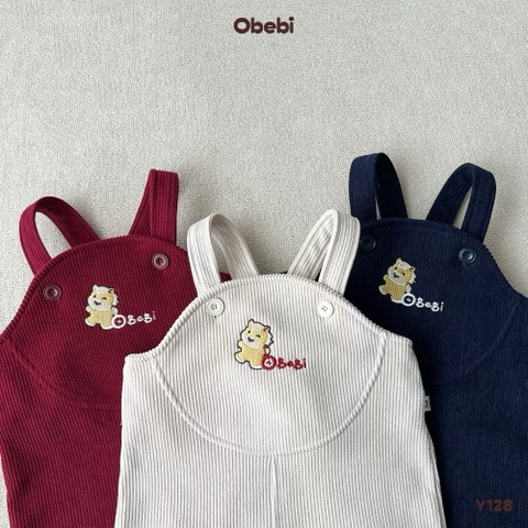 OBEBI - Quần yếm nhung tăm lót lông thêu ngực(73-110)