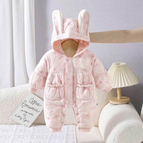 JS - Body phao hồng thỏ lót lông liền mũ(66-80)