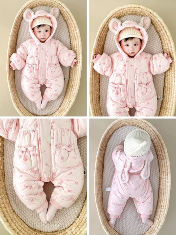 JS - Body phao hồng thỏ lót lông liền mũ(66-80)