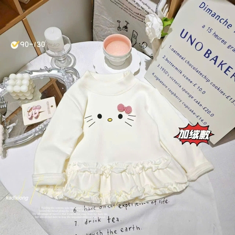 KB - Áo giữ nhiệt Kitty nơ hồng bèo(90-130)